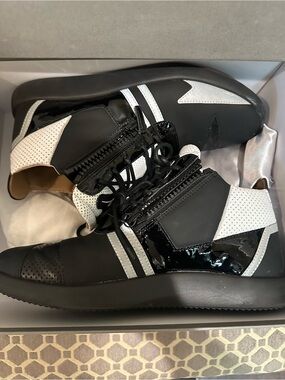 Giuseppe Zanotti Black and White High-Top Sneakers